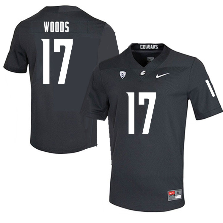Men #17 Kassidy Woods Washington State Cougars College Football Jerseys Sale-Charcoal